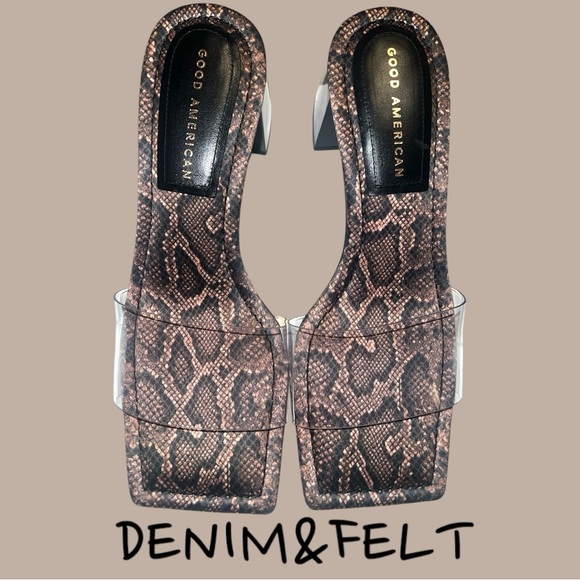 Good American Women’s Snakeskin Cushioned Sole Block Heel/Slide | NEW/NIB!!🖤🤎 - Picture 12 of 14